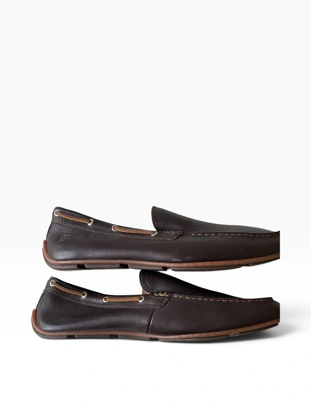 Born Men's Chocolate Brown Leather Slip-On Driving Loafers